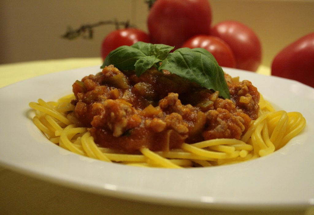 Bolognese in a tomato and carrot sauce