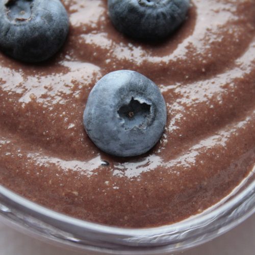 Low FODMAP Millet Chocolate Pudding with Blueberries