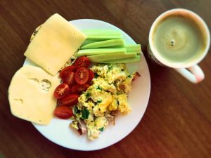 Scrambled egg and veggie breakfast
