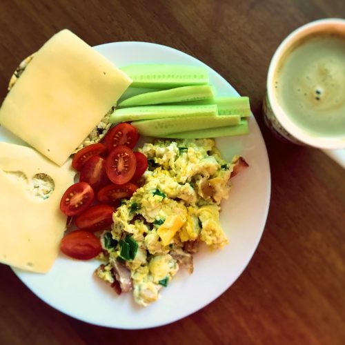 Scrambled egg and veggie breakfast