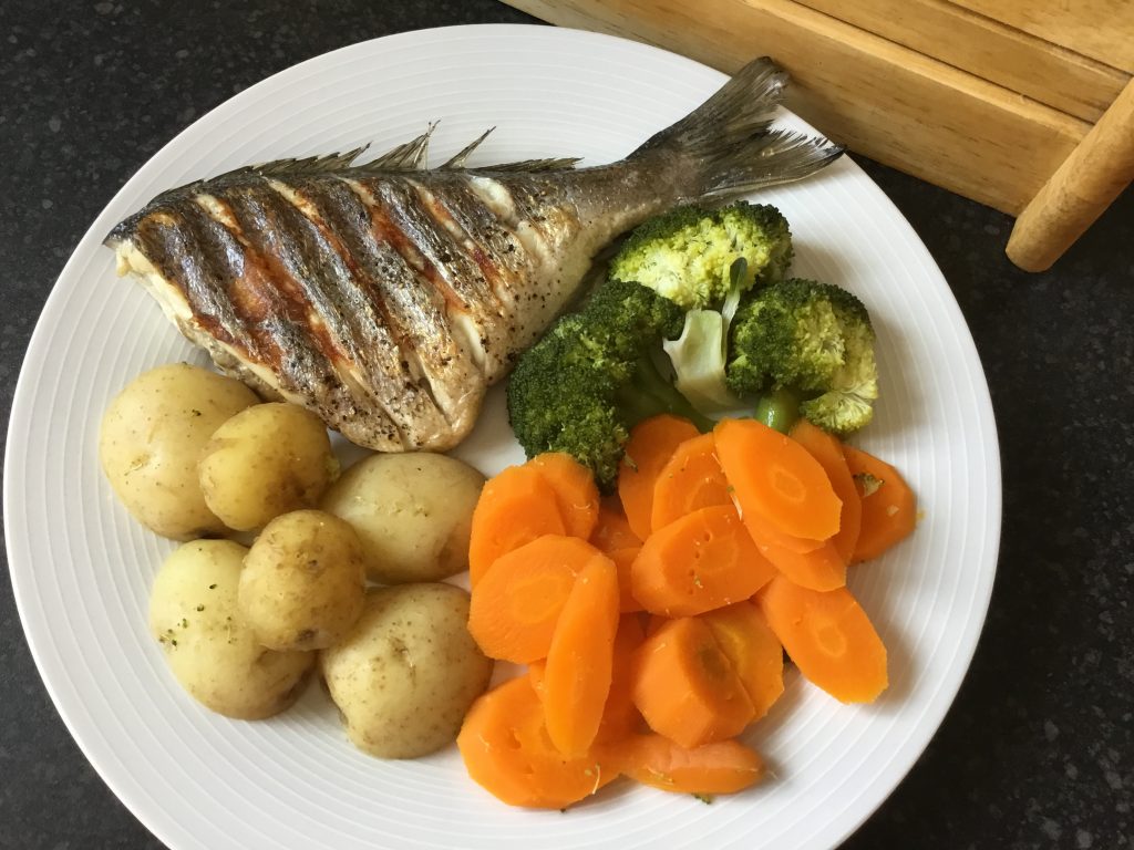 Grilled Sea Bass with Steamed Vegetables