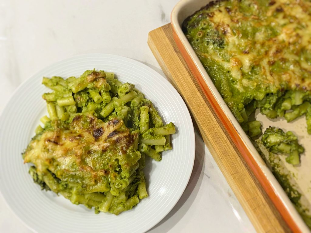 Low FODMAP Green's Mac and Cheese adapted from Jamie Oliver book