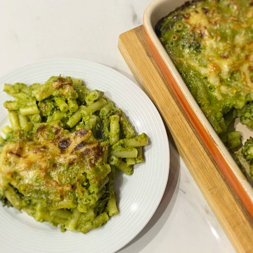Low FODMAP Green's Mac and Cheese adapted from Jamie Oliver book