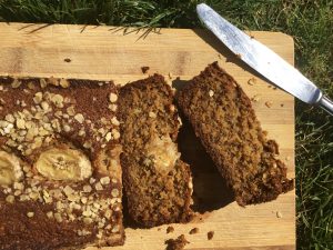 Low FODMAP Banana, ginger and maple syrup cake